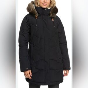 Roxy Black Parka with Faux Fur Trim